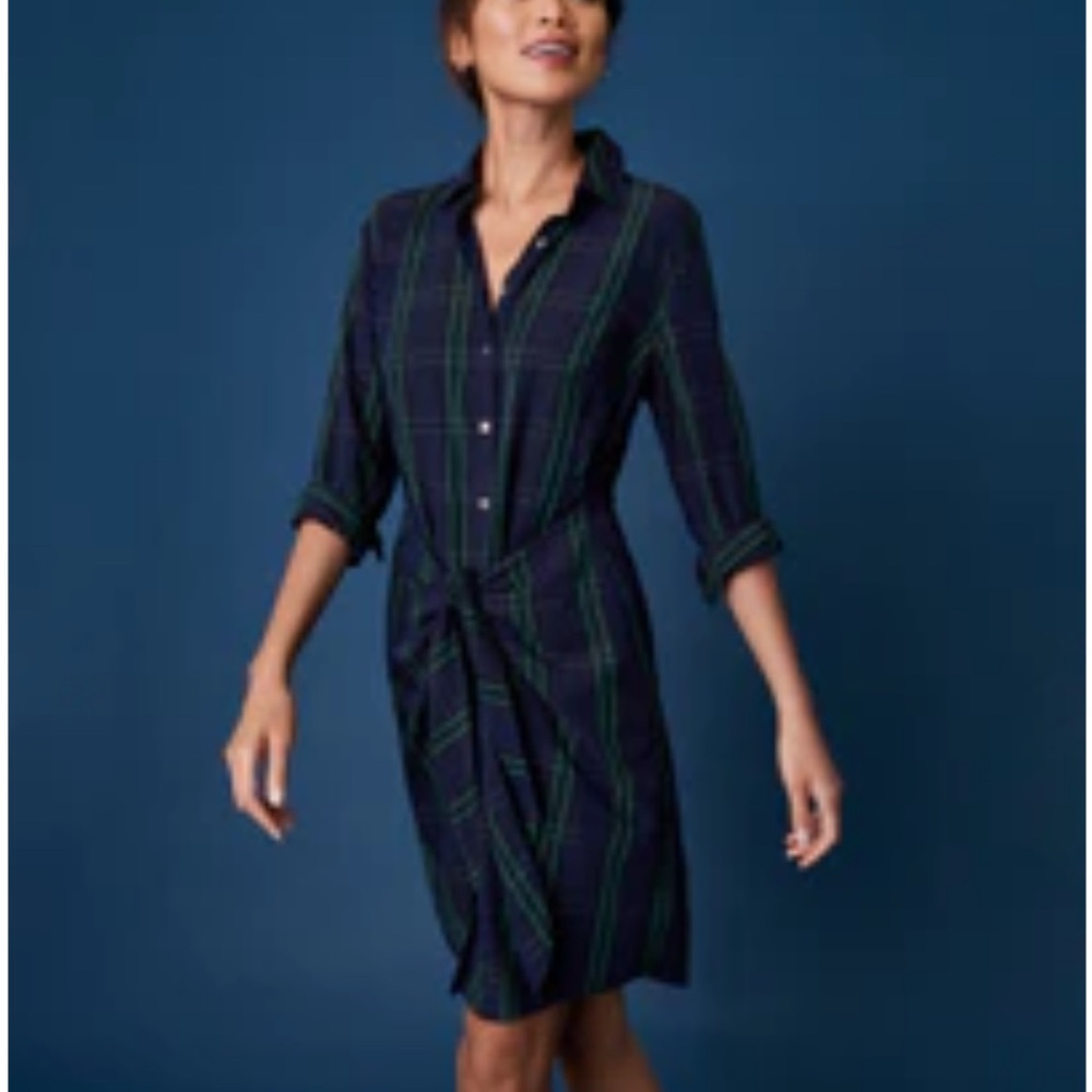NWOT Untuckit Devon Dress Navy plaid size 18